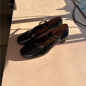Loq emma black croc mary jane heels shoes ballet flats garmentory